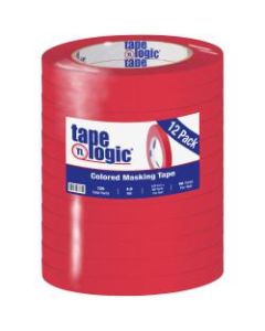 Tape Logic Color Masking Tape, 3in Core, 0.5in x 180ft, Red, Case Of 12