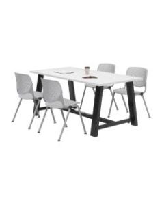 KFI Studios Midtown Table With 4 Stacking Chairs, Designer White/Light Gray