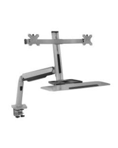 Mount-It! MI-7904 Stand-Up Workstation With Dual-Monitor Mount, 23inH x 36inW x 7-1/2inD, Silver