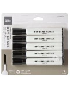 Office Depot Brand 100% Recycled Low-Odor Dry-Erase Markers, Chisel Point, Black, Pack Of 5