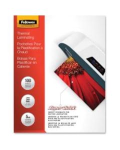 Fellowes SuperQuick Laminating Pouches, Glossy, 8.5in x 11in, 5 Mil, Clear, Pack Of 100