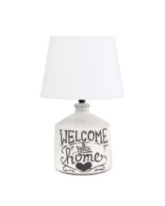 Simple Designs Ceramic Farmhouse Accent Table Lamp, 13-3/4inH, White