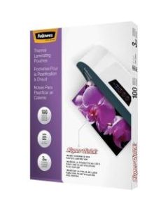 Fellowes SuperQuick Laminating Pouches, Glossy, 8.5in x 11in, 3 Mil, Clear, Pack Of 100