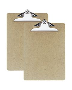 OIC 100% Recycled Hardboard Clipboards, Letter Size, 9in x 12 1/2in, Brown, Pack Of 2