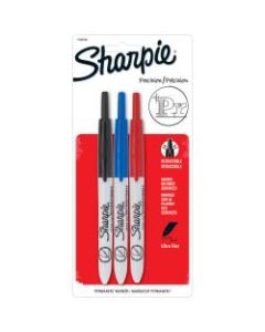 Sharpie Retractable Permanent Markers, Ultra-Fine Point, Assorted Colors, Pack Of 3 Markers