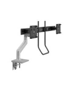 Humanscale M8.1 - Mounting kit (VESA adapter, two-piece clamp mount with base, angled / dynamic link, crossbar for dual monitors with handle) - for 2 LCD displays - silver with gray trim - mounting interface: 100 x 100 mm