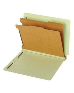 Pendaflex End-Tab Classification Folders, 2 1/2in Expansion, 8 1/2in x 11in, 2 Dividers, Light Green, Box Of 10 Folders