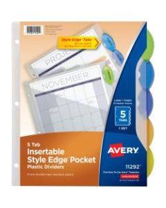 Avery Style Edge Insertable Dividers With Pockets, Multicolor, Pack Of 5