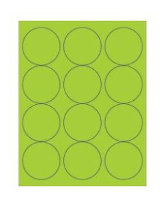 Office Depot Brand Labels, LL194GN, Circle, 2 1/2in, Fluorescent Green, Case Of 1,200