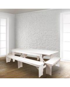 Flash Furniture HERCULES Series Folding Farm Bench, Antique Rustic White