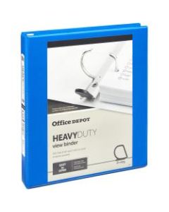 Office Depot Brand Heavy-Duty View 3-Ring Binder, 1in D-Rings, 49% Recycled, Blue