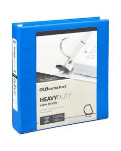 Office Depot Brand Heavy-Duty View 3-Ring Binder, 1 1/2in D-Rings, 49% Recycled, Blue