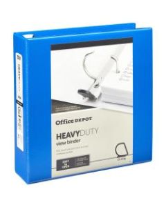 Office Depot Brand Heavy-Duty View 3-Ring Binder, 2in D-Rings, 49% Recycled, Blue