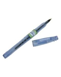 SKILCRAFT Medium Point Ballpoint Stick Pens - Medium Pen Point - Black - Transparent Blue Barrel - 12 / Dozen