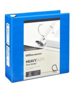 Office Depot Brand Heavy-Duty View 3-Ring Binder, 3in D-Rings, 49% Recycled, Blue