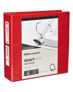 Office Depot Brand Heavy-Duty View 3-Ring Binder, 3in D-Rings, 49% Recycled, Red