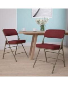 Flash Furniture Hercules Premium Curved Upholstered Folding Chairs, Set Of 2 Chairs, Burgundy/Gray