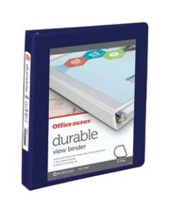 Office Depot Brand Durable View 3-Ring Binder, 1in D-Rings, 49% Recycled, Blue