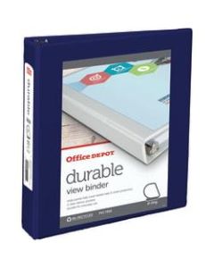 Office Depot Brand Durable View 3-Ring Binder, 1 1/2in D-Rings, 49% Recycled, Blue