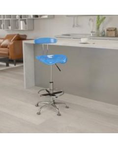 Flash Furniture Vibrant Drafting Stool, Bright Blue/Chrome