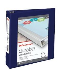 Office Depot Brand Durable View 3-Ring Binder, 2in D-Rings, 49% Recycled, Blue