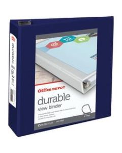 Office Depot Brand Durable View 3-Ring Binder, 3in D-Rings, 49% Recycled, Blue