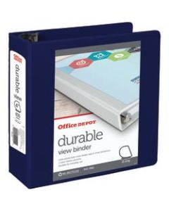 Office Depot Brand Durable View 3-Ring Binder, 4in D-Rings, 49% Recycled, Blue