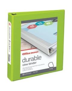 Office Depot Brand Durable View 3-Ring Binder, 1 1/2in D-Rings, 49% Recycled, Green