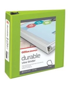 Office Depot Brand Durable View 3-Ring Binder, 3in D-Rings, 49% Recycled, Green