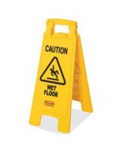 Rubbermaid Commercial Caution Wet Floor Safety Sign, Caution Wet Floor Print/Message, Multilingual, 11inW x 25inH, Box Of 6