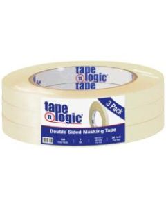 Tape Logic Double-Sided Masking Tape, 3in Core, 0.5in x 108ft, Tan, Case Of 3