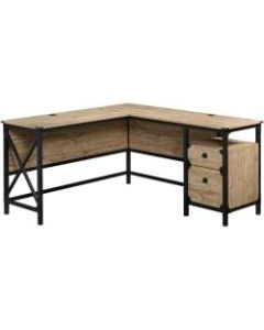 Sauder Steel River 60inW L-Shaped Desk, Milled Mesquite