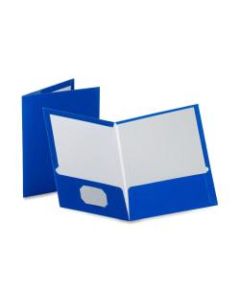 Oxford Laminated Twin-Pocket Folders, 8 1/2in x 11in, Blue, Box Of 25