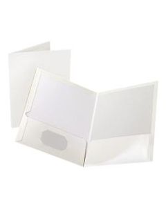Oxford Laminated Twin-Pocket Folders, 8 1/2in x 11in, White, Box Of 25