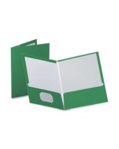 Oxford Laminated Twin-Pocket Folders, 8 1/2in x 11in, Green, Box Of 25