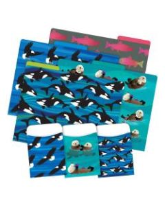 Barker Creek Card Stock Folders/Pockets, Letter Size, Sea & Sky, Set Of 12 File Folders And 30 Library Pockets