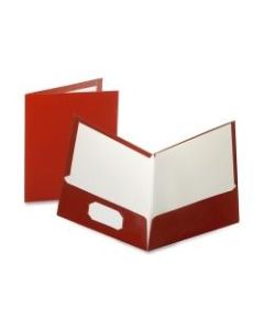 Oxford Laminated Twin-Pocket Folders, 8 1/2in x 11in, Crimson Red, Box Of 25