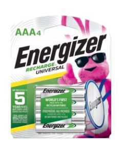 Energizer Recharge Universal Rechargeable AAA Batteries, 4 Pack - For Multipurpose - Battery Rechargeable - AAA - 4 / Pack