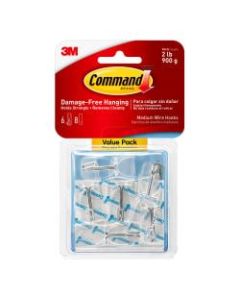 Command Medium Wire Hook Value Pack, Damage-Free, Clear, Pack of 3 Pairs of Hooks, 4 Pairs of Strips