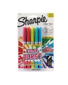 Sharpie Color Burst Permanent Markers, Ultra-Fine Point, Assorted Colors, Pack Of 5