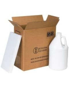 Office Depot Brand Plastic Jug Shipper Kit, Two 1-Gallon Jugs, 12inL x 6inW x 12 3/4inH, Kraft/White