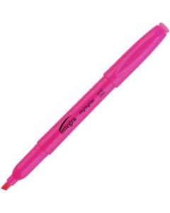 Integra Pen Style Fluorescent Highlighters - Chisel Marker Point Style - Fluorescent Pink - 12 / Dozen