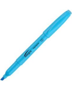 Integra Pen Style Fluorescent Highlighters - Chisel Marker Point Style - Fluorescent Blue - 12 / Dozen