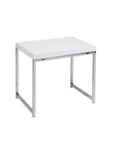 Ave Six Wall Street Table, End, Rectangular, White/Chrome