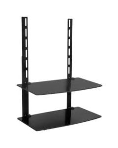 Mount-It! MI-8402 2-Tier Glass TV Wall Mount Shelf, 24inH x 18-1/16inW x 9-1/4inD, Black