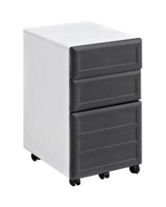 Ameriwood Home Pursuit 17inD Vertical 3-Drawer Mobile File Cabinet, Gray/White