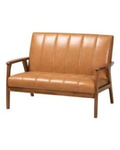 Baxton Studio Nikko Loveseat, Walnut Brown/Tan