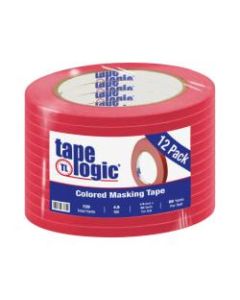 Tape Logic Color Masking Tape, 3in Core, 0.25in x 180ft, Red, Case Of 12