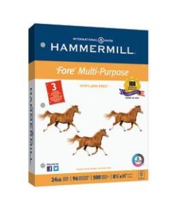 Hammermill Fore Multi-Use Paper, 3-Hole Punched, Letter Size (8 1/2in x 11in), 24 Lb, Ream Of 500 Sheets