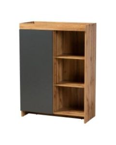Baxton Studio Modern And Contemporary 44inH 2-Tone Shoe Storage Cabinet, Gray/Oak Brown